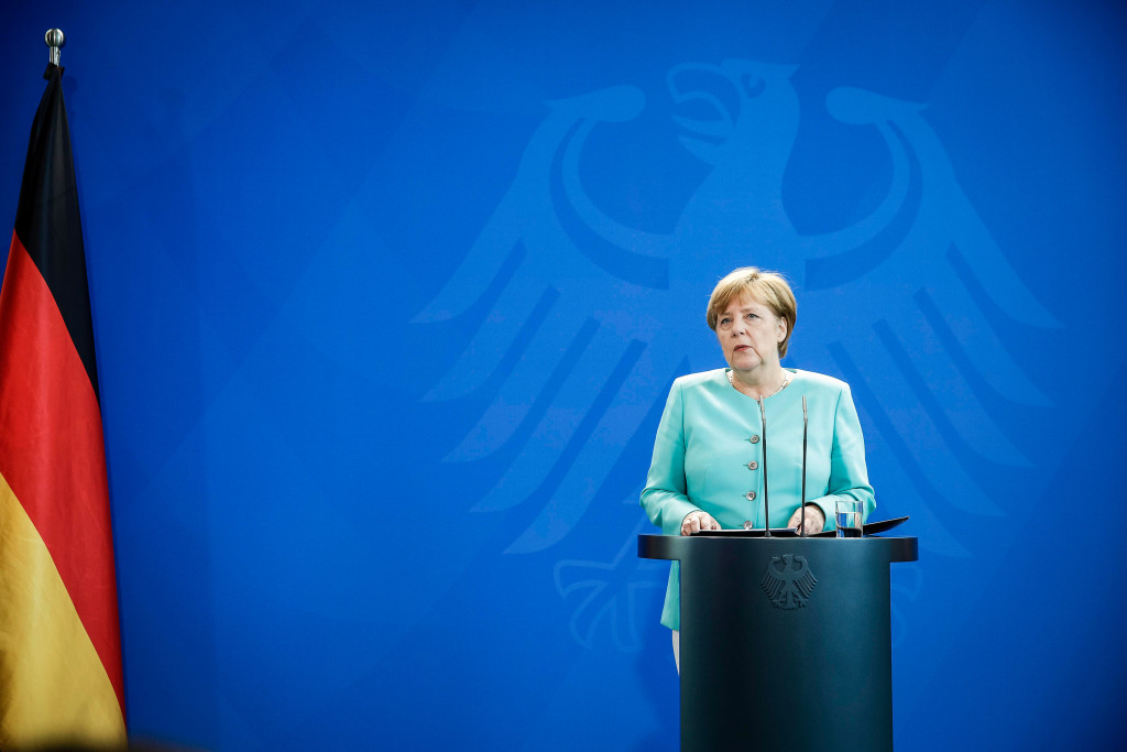 Bundeskanzlerin Angela Merkel bei einer Pressekonferenz.