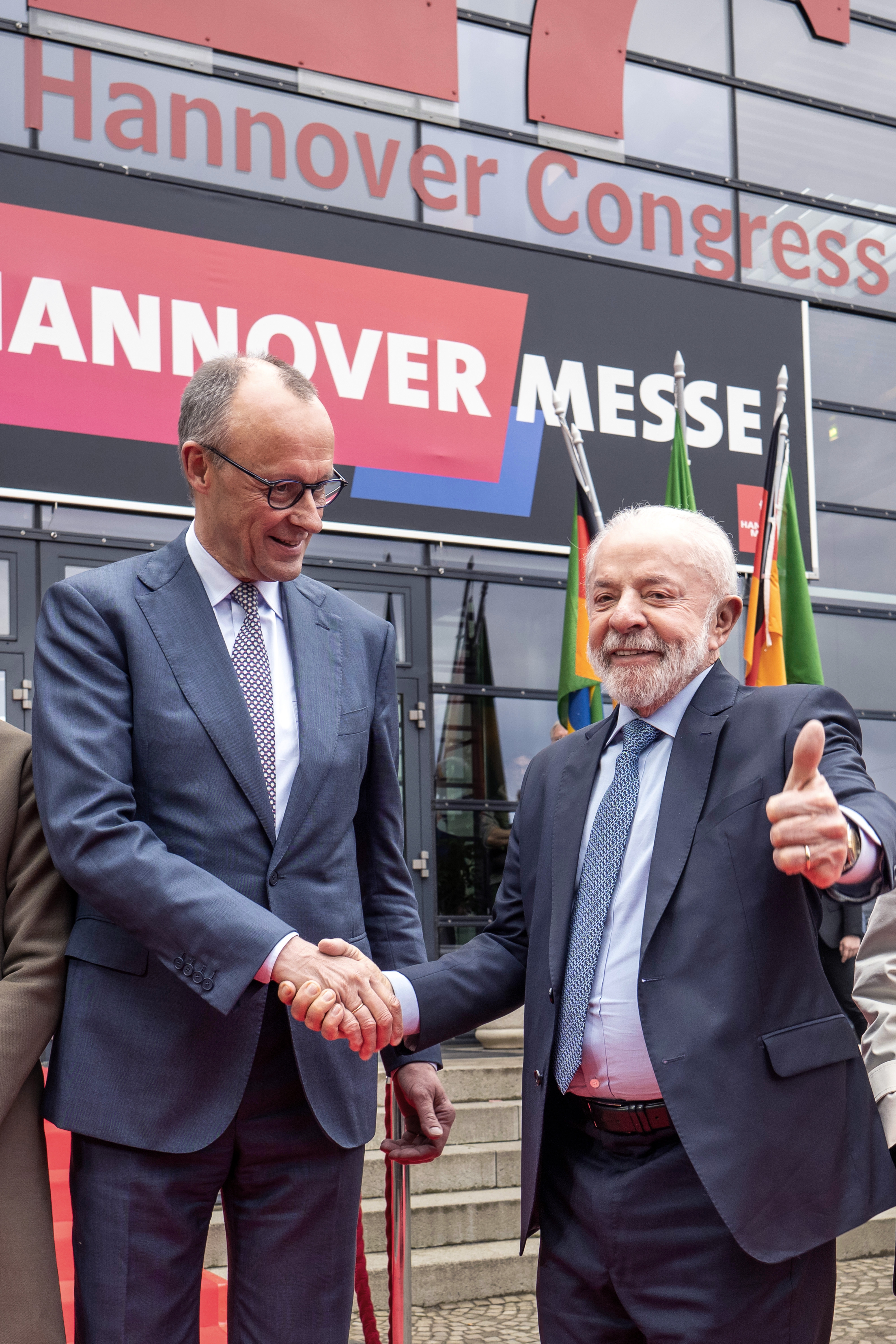 Bundeskanzler Friedrich Merz und Lula da Silva, Brasiliens Präsident, bei der Eröffnung der Hannover Messe.