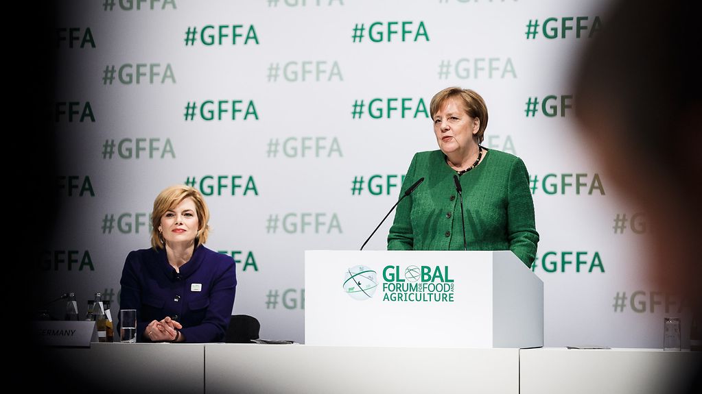 Bundeskanzlerin Merkel hält eine Rede beim Global Forum for Food and Agricutlure