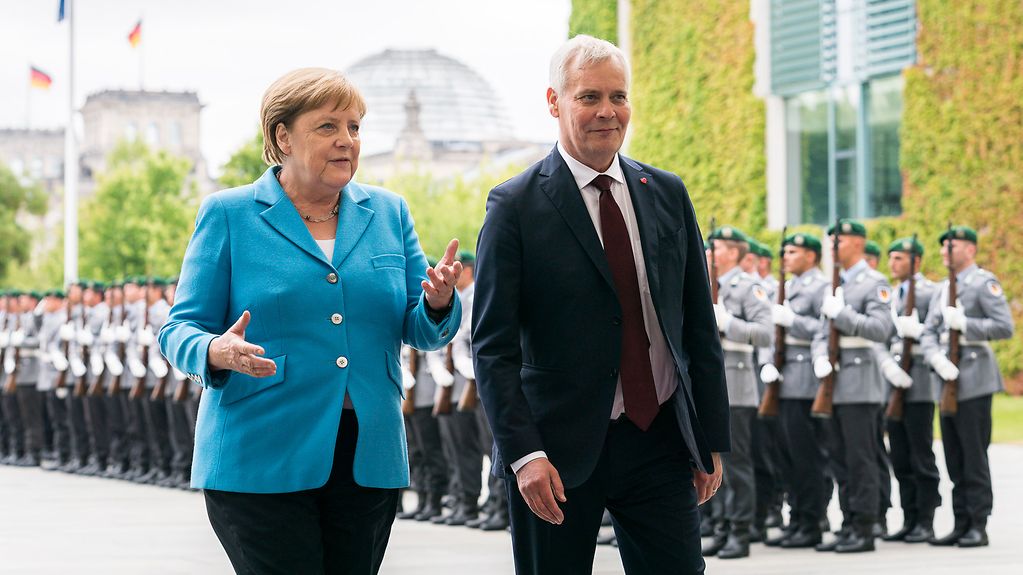 Bundeskanzlerin Angela Merkel empfängt Antti Rinne, Finnlands Ministerpräsidenten.