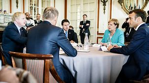 Bundeskanzlerin Angela Merkel bei einem EU-Koordinierungstreffen im Vorfeld des G7-Gipfels.