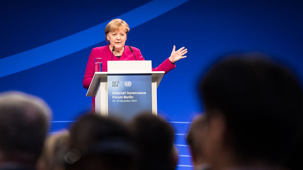 Chancellor Angela Merkel speaks at the 14th UN Internet Governance Forum.