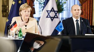 Bundeskanzlerin Angela Merkel während einer Sitzung des israelischen Kabinetts.