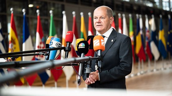 Bundeskanzler Scholz beim EU-Rat