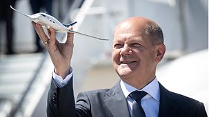 Federal Chancellor Olaf Scholz at the opening ceremony of the International Aerospace Exhibition ILA.