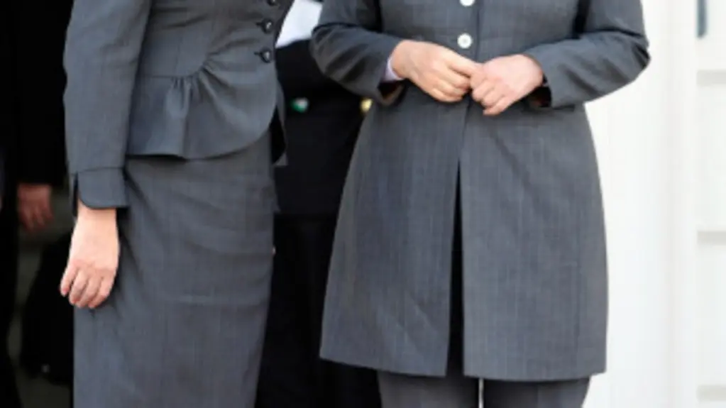 Chancellor Angela Merkel deep in discussion with the Irish President Mary McAleese