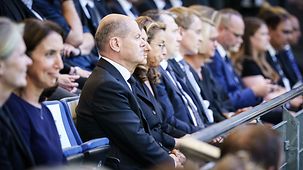 Federal Chancellor Olaf Scholz at the memorial service for Uwe Seeler.