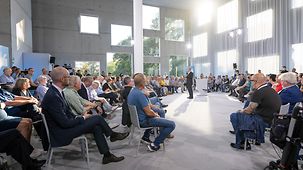 Bundeskanzler Olaf Scholz beim Kanzlergespräch in Essen.