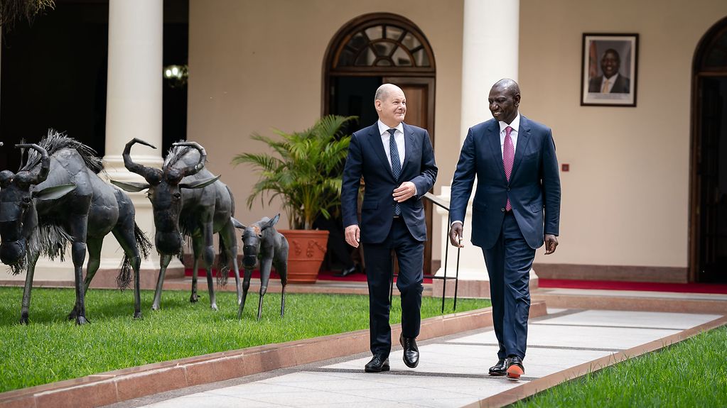Le chancelier fédéral Olaf Scholz et William Ruto, président du Kenya.