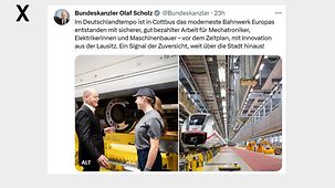 Im Deutschlandtempo ist in Cottbus das moderneste Bahnwerk Europas entstanden mit sicherer, gut bezahlter Arbeit für Mechatroniker, Elektrikerinnen und Maschinenbauer – vor dem Zeitplan, mit Innovation aus der Lausitz.