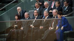 Bundespräsident Joachim Gauck auf der Tribüne.