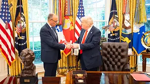 Federal Chancellor Friedrich Merz with US President Donald Trump at the White House