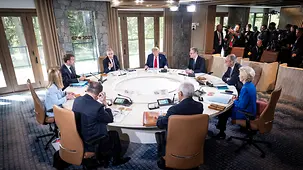 Federal Chancellor Friedrich Merz at a working session of the G7 summit.