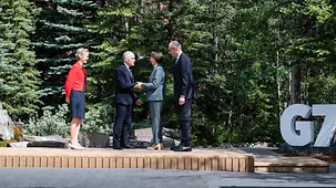 Le chancelier fédéral Friedrich Merz lors de l’ouverture officielle du sommet du G7