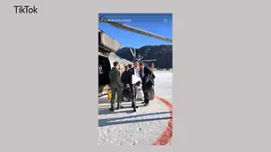 Das Foto zeigt Kanzler Merz bei seiner Ankunft in Davos.
