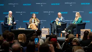 Bundeskanzler Friedrich Merz bei einer Podiumsdiskussion auf dem Deutschen Katholikentag.