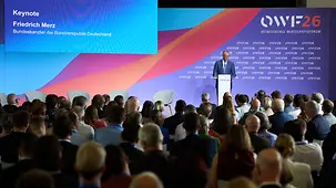 Bundeskanzler Friedrich Merz beim Ostdeutschen Wirtschaftsforum.