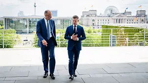 Bundeskanzler Friedrich Merz mit Peter Magyar, Ungarns Ministerpräsident, bei dessen Antrittsbesuch.