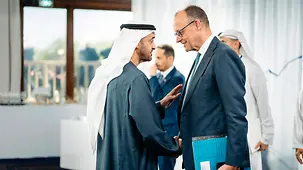 Federal Chancellor Friedrich Merz with Sheikh Mohammed bin Zayed Al Nahyan at the G7 summit.