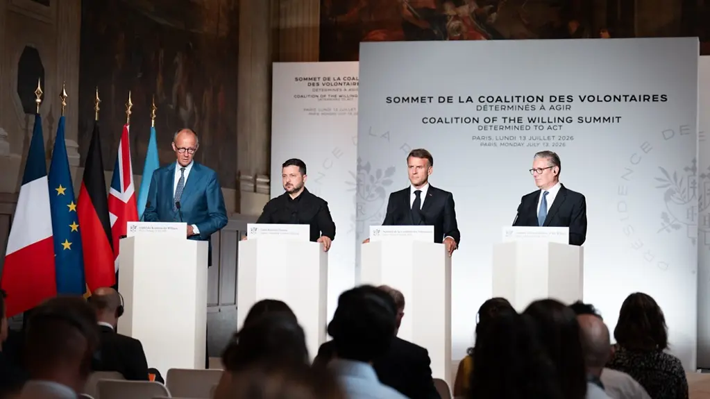 Die Koalition der Willigen - Staatschefs Merz, Selnskjy, Macron, Starmer