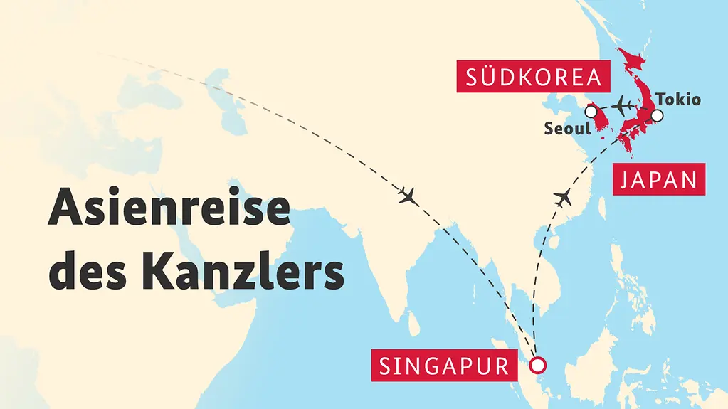 Asienreise des Kanzlers: Singapur, Japan, Republik Korea