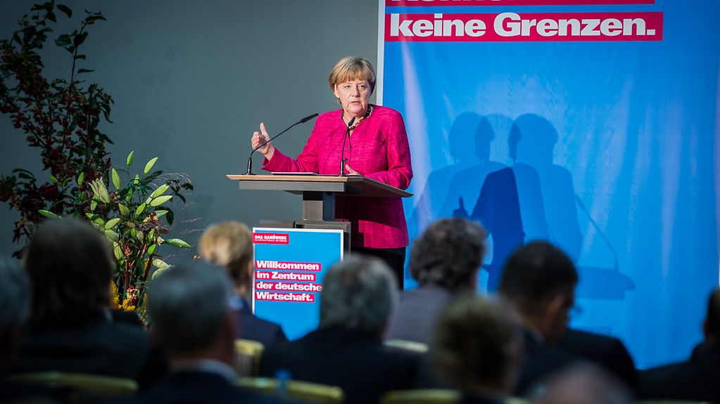 Bundeskanzlerin Angela Merkel spricht auf dem Deutschen Handwerkstag.