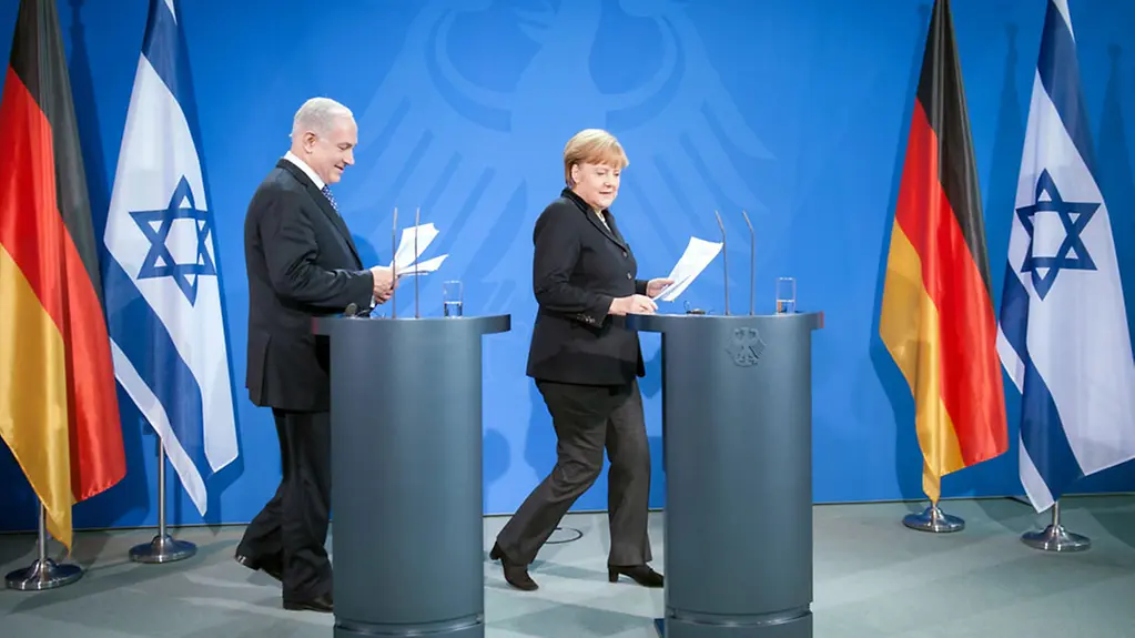 Angela Merkel and Benjamin Netanyahu meet the press