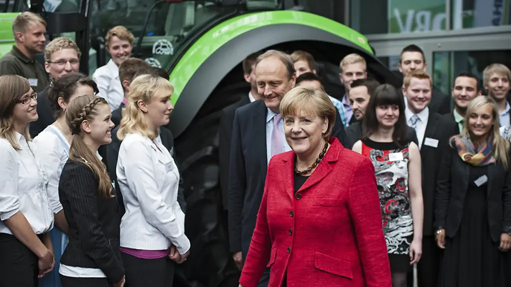 Chancellor Angela Merkel arrives.