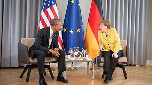 Bilaterales Gespräch US-Präsident Barack Obama und Bundeskanzlerin Angela Merkel.