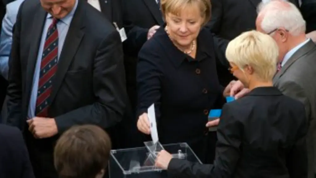 Angela Merkel casts her vote.
