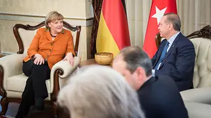 Chancellor Angela Merkel and Turkish Prime Minister Recep Tayyip Erdogan during their talks