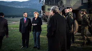 Chancellor Angela Merkel and the Turkish Defence Minister Ismet Yilmaz
