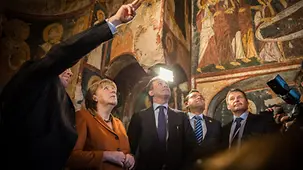 On the second day of her visit the Chancellor visited the Church of St. John the Baptist in Göreme National Park in the region of Cappadocia.