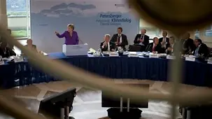 Angela Merkel at the lectern