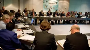 Conference table with delegates