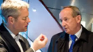 Federal Environment Minister Norbert Röttgen deep in discussion with Yvo de Boer, Executive Secretary of the United Nations Framework Convention on Climate Change